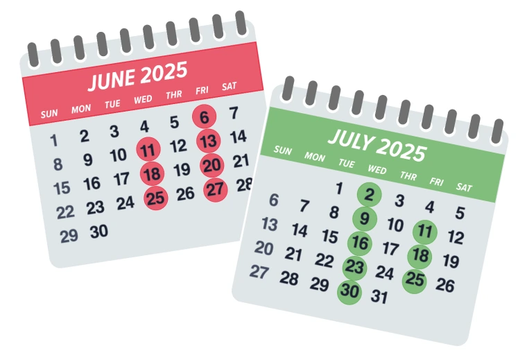 calendars with open office hours dates: june 6, 11, 13,18, 29, 25, 27, July 2, 9, 11, 16, 18, 23, 25, 30
