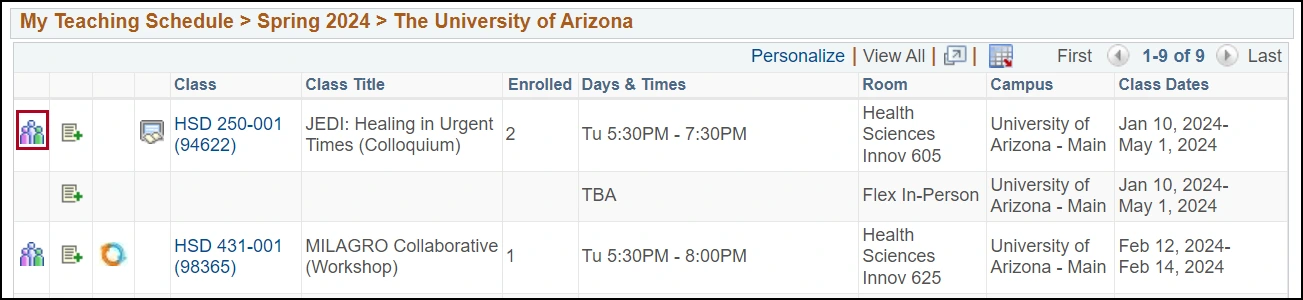 Instructor Center process 