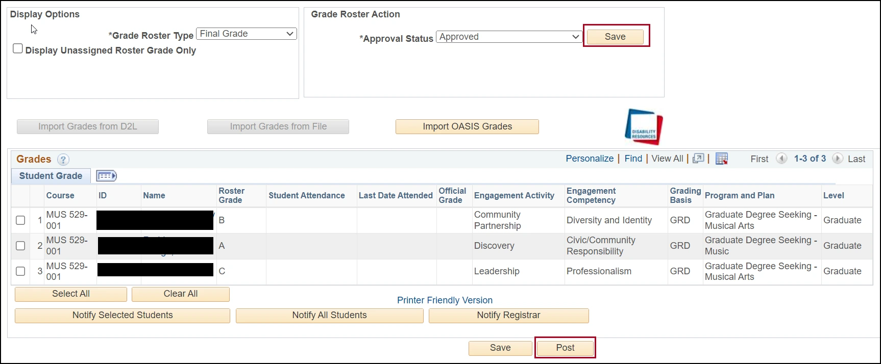 Instructor Center process 