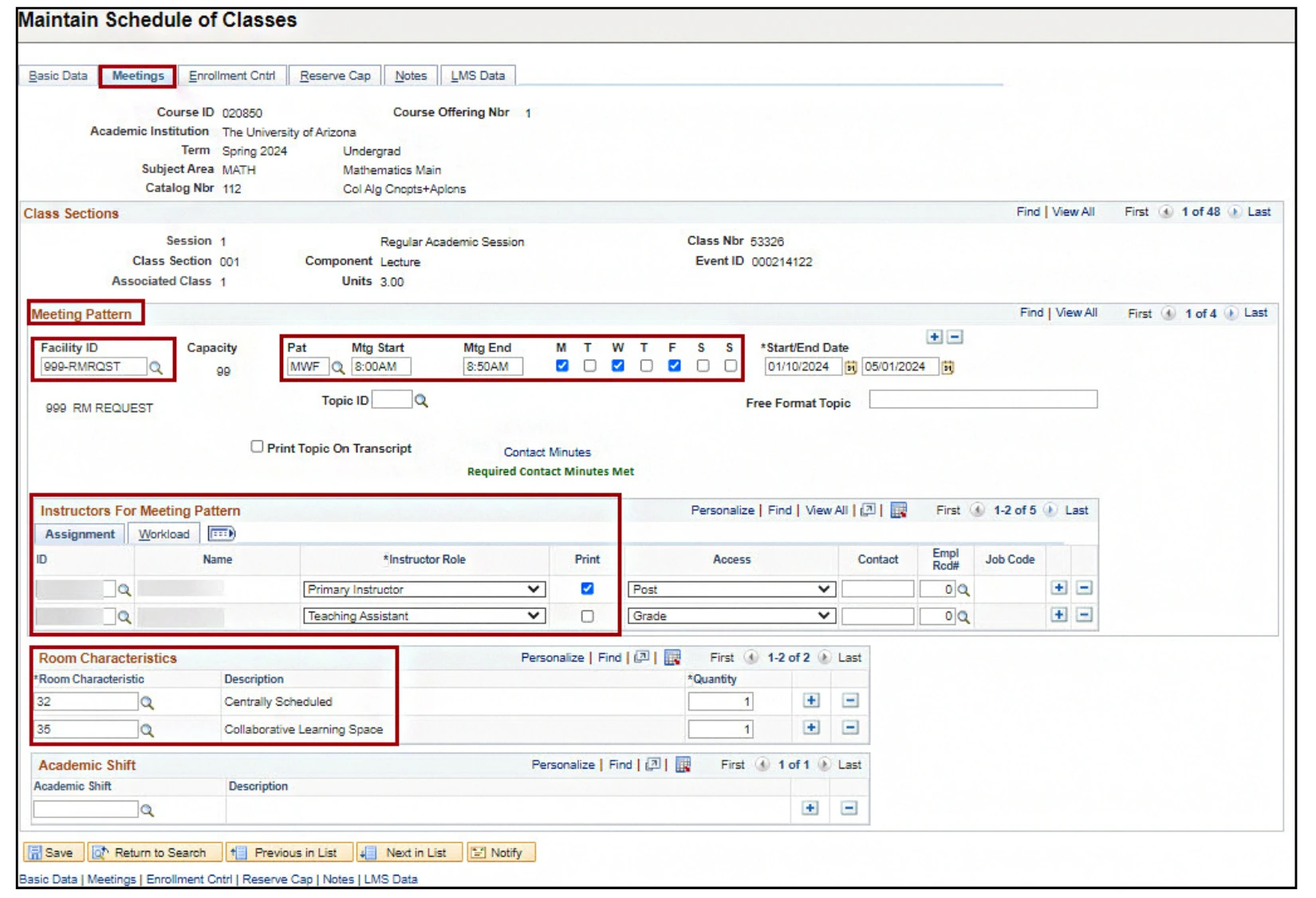 Instructor Center process 