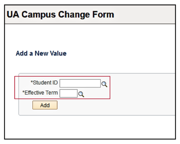 Image of Campus Change form