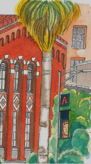 Painting of Campus Building, by Janis Behm